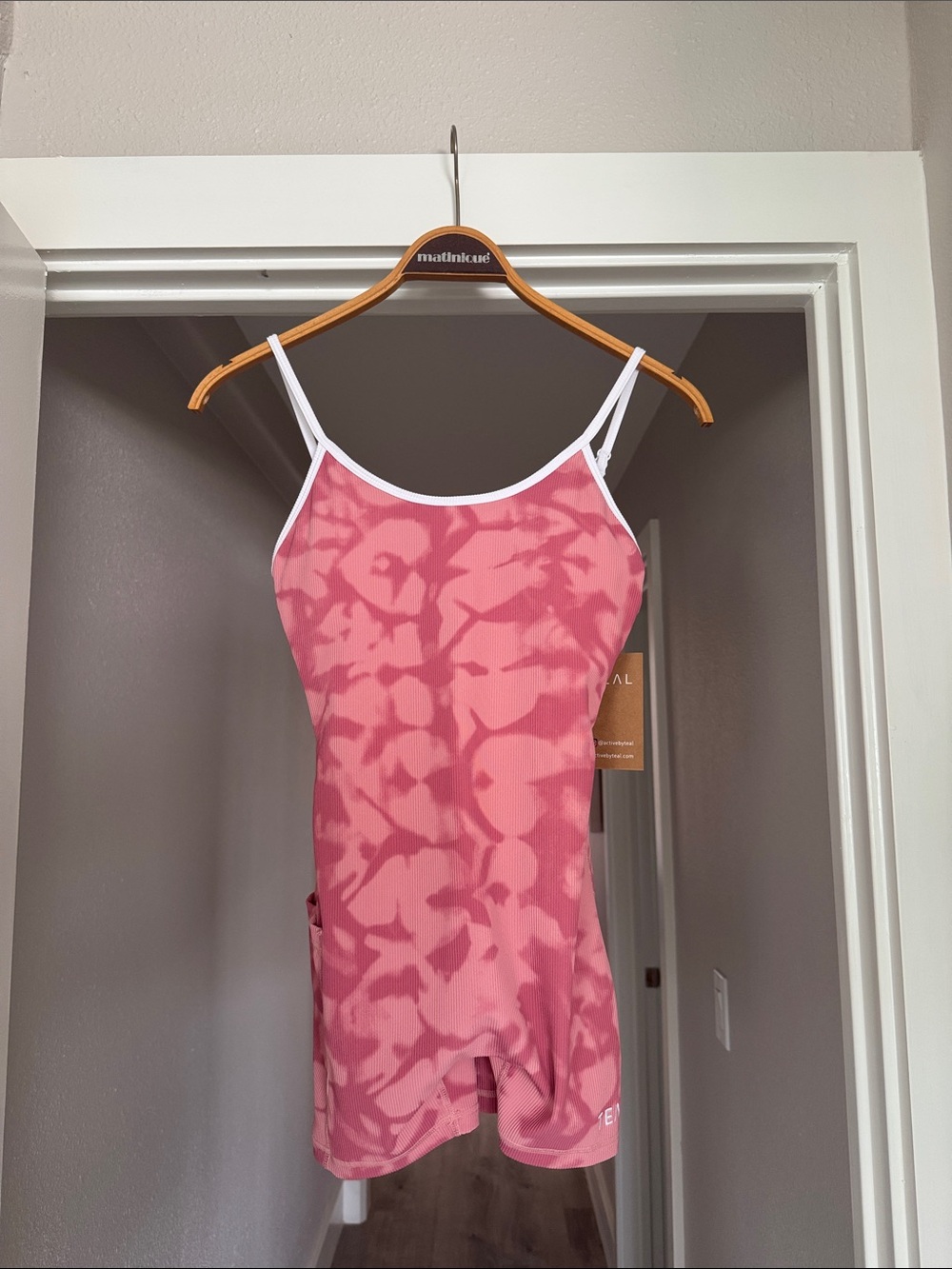 Women's Pink Tie-Dye Romper with White Trim